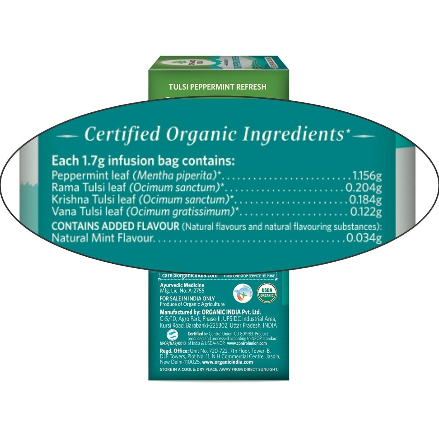 Organic India - Tulsi Peppermint Tea Bags  Free Shipping